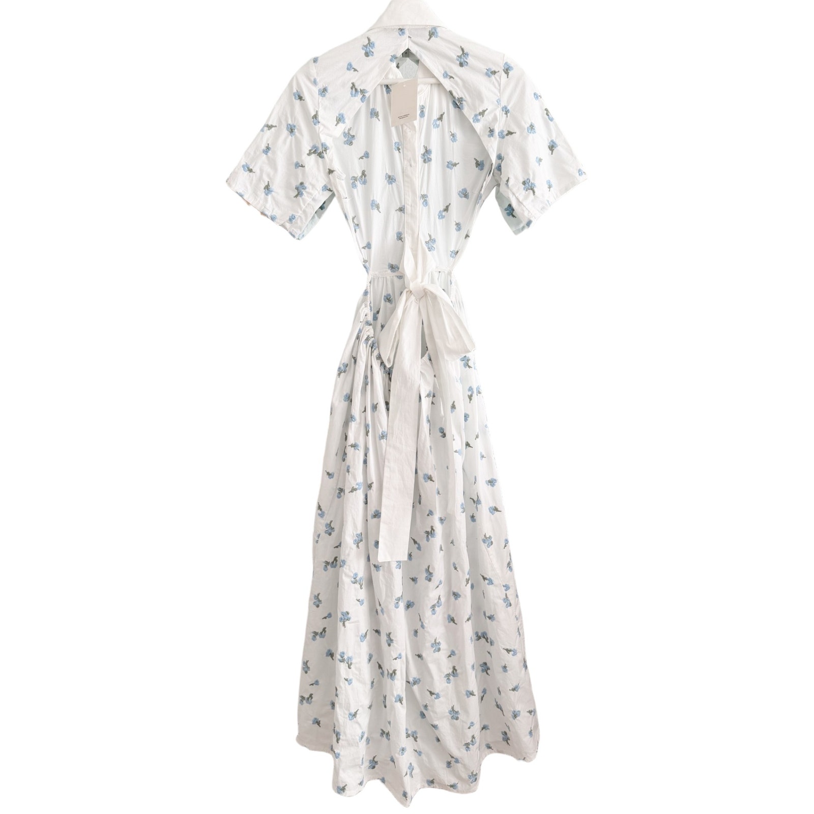 Sister Jane Lapis Shell Midi Shirtdress Rhinestone Buttons Open Back Nwt Small — image 7 of 8